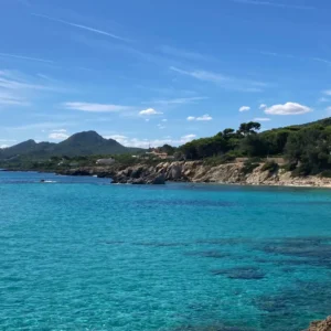 Ein Bild mit Wasser, Bäumen und Bergen im Hintergrund.